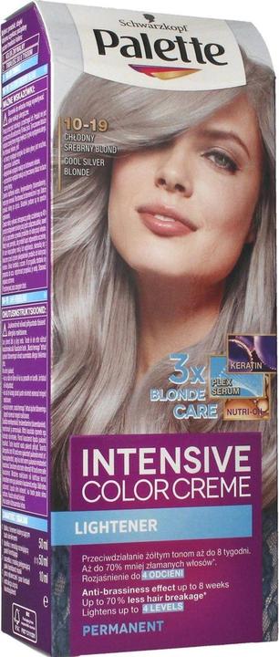 Schwarzkopf PALETTE Intensive Color Creme Lightener cream hair dye 10-19 Cool Silver Blonde (10-19 Cool Silber Blond)