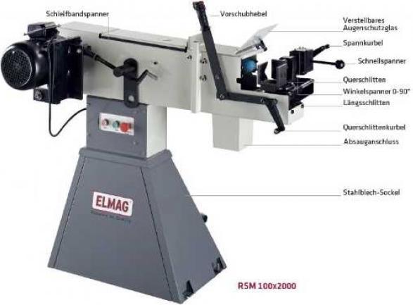 Produktbild Elmag - Radienschleifmaschine Modell RSM 100x2000-inkl. Rollensatz 7 tlg.D = 20, 26, 32, 42, 48, 60 (Bandschleifer)