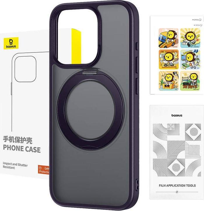 Produktbild Baseus Phone Case SkyRing Magnetic with Stand for iP 14 Pro Max + tempered-glass and cleaning kit (p (Apple iPhone 14 Pro Max)