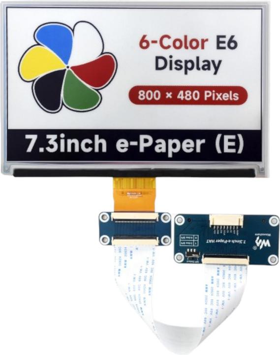 Actual product image WaveShare 800x480 7.3inch 6-colour e-ink display HAT (E)
