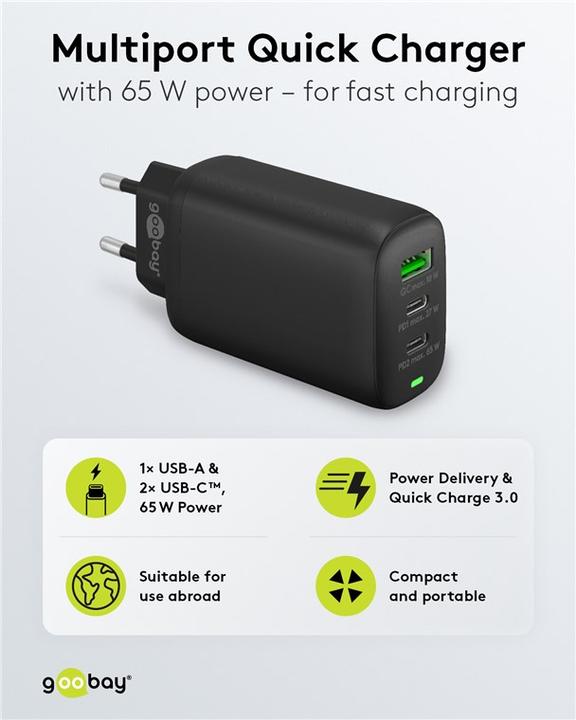Image du produit Goobay Chargeur rapide multiports (65 W)