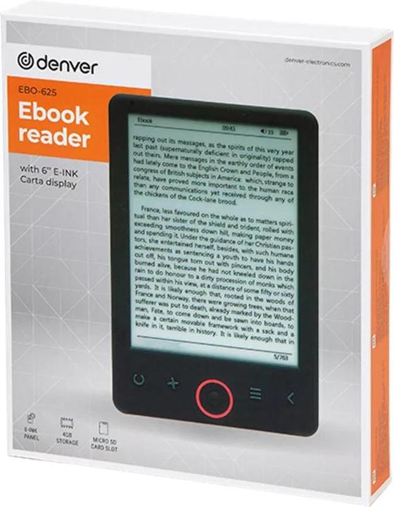 Actual product image Denver E-READER EBO-626 (6", 4 GB, Juoda)