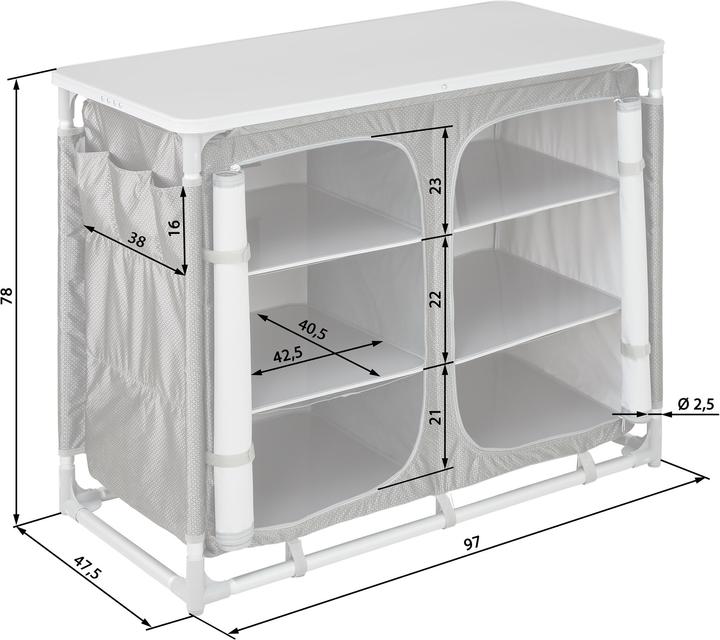 Immagine prodotto tectake Cucina da campeggio 97x47,5x78cm