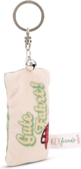 Actual product image Magni NICI Schlüsselanhänger Mini Plüschkissen Gute Fahrt! mit Glöckchen 8cm