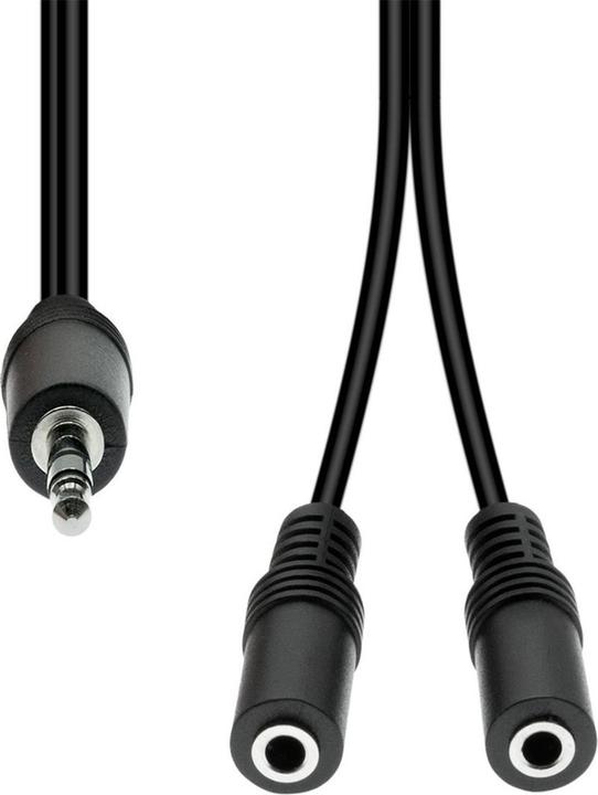 ProXtend Mini-Jack 3-Pin to 2x 2-Pin Cable M-F Black 20cm (0.20 m)