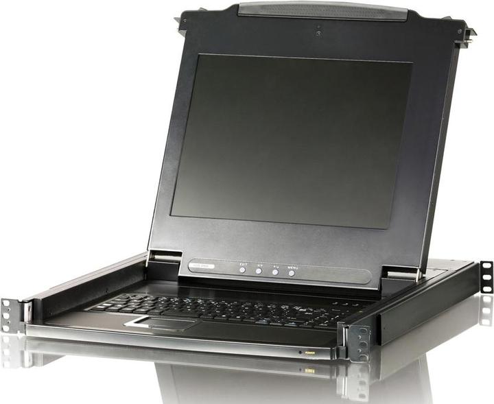 Produktbild Aten CL1000M CH Single Rail 17"-LCD-Konsole, 19" 1HE, CH-Layout (PS/2-USB, VGA)