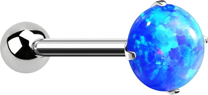 Actual product image Star Piercing Micro Threadless Barbell silver with ball and opal set in blue (without brass)