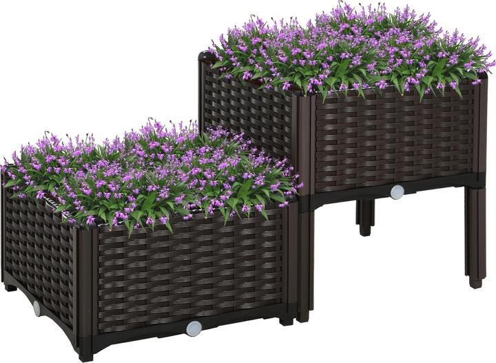 Produktbild Outsunny 2-teiliges Hochbeet in Rattan-Optik