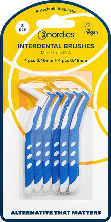 Nordics Öko Interdental Zahnbürste PLA L 4x0,40mm + 4x0,45mm– (8 x)