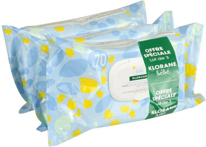 Klorane bebe toallitas 3x70uni (210 Stück)
