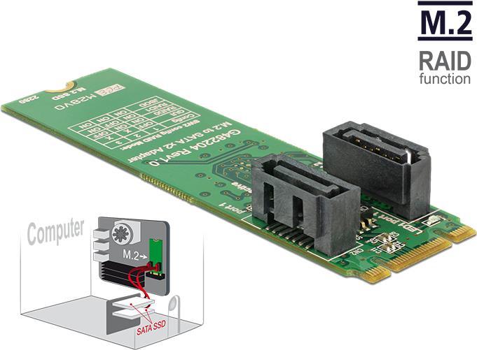Actual product image Delock M.2 to 2xSATA adapter with RAID