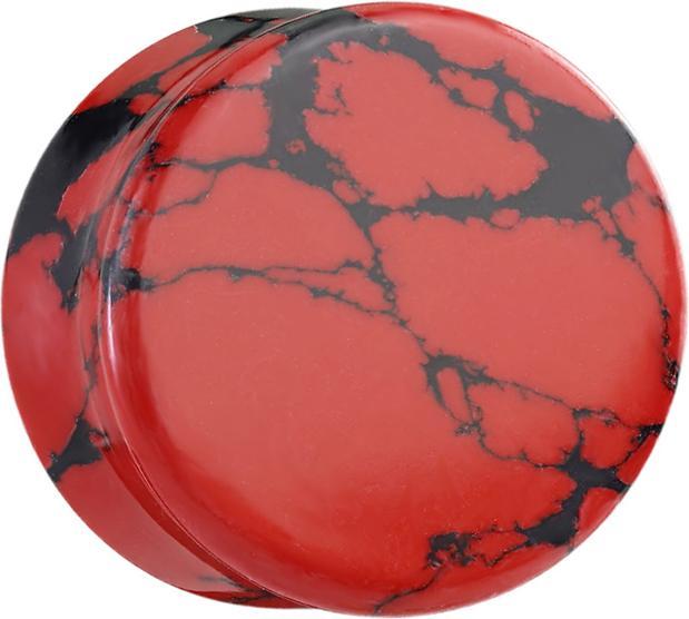 Produktbild Star Piercing Flared Plug rot marmoriert aus Türkis Stein (ohne Messing, Mineralisch)