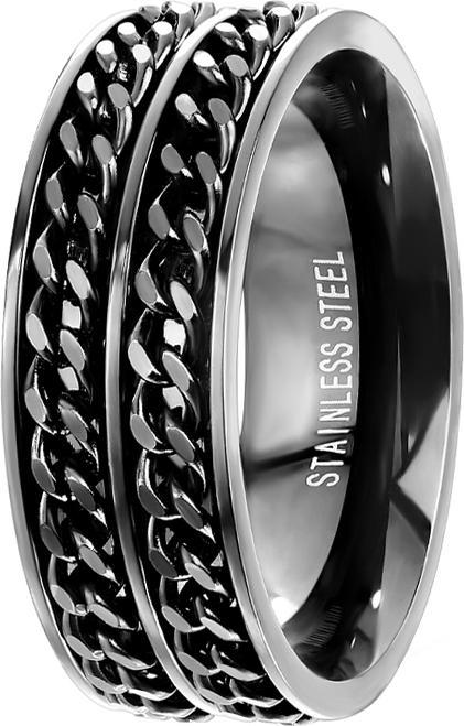 Star Piercing Ring schwarz mit zwei Ketten (Chirurgenstahl 316L, ohne Messing)