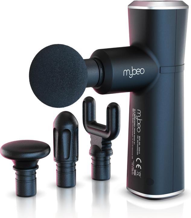 Mybeo Massagepistole für Nacken, Schulter, Rücken, 4 Köpfe, 4 Geschwindigkeiten, 3D-Rotation, elektrisch