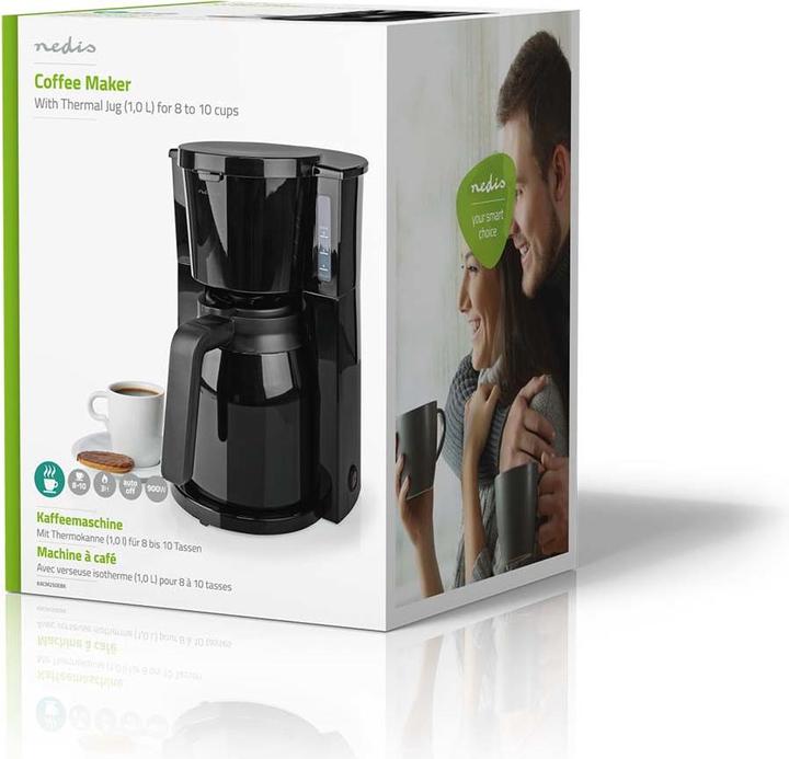 Actual product image Nedis Coffee Maker Maximum capacity: 1.0 l Number of cups at once: 8 Black