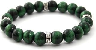Beneto Beaded bracelet made of green tiger eye MINK117 - Length: 17 cm (17 cm)