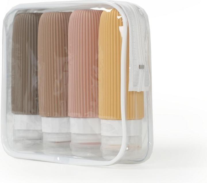 Hermex Travel bottle set of 4 squeeze bottle shampoo container (Hygiene product, Liquid bags, Manicure set)
