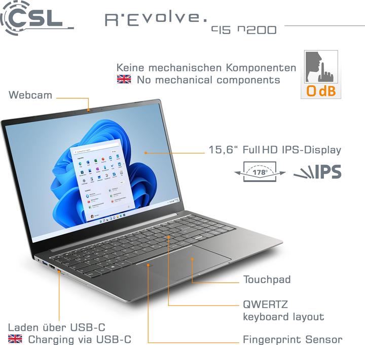 Produktbild CSL Notebook R'Evolve C15 v3 32GB 1000GB Windows 11 Pro (15.60", 32 GB, 1000 GB, DE)
