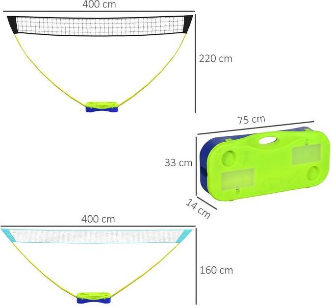 Produktbild Swisshandel24 Badminton-Netz-Set Volleyball-Netz-Set, 3-teiliges Set, 400cmx22,4cmx155cm, Schwarz + Blau + Grün