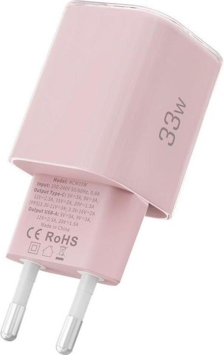 Actual product image Tech-Protect NCM33W 2-port PD33W/QC3.0 wall charger - pink (33 W)