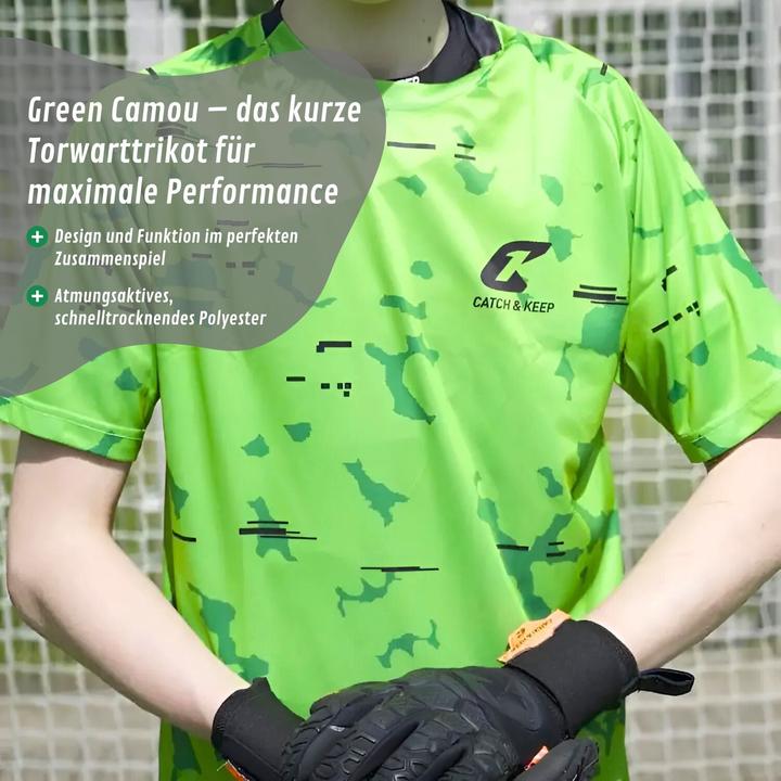 Actual product image Catch & Keep Trikot Green Camou Torwarttrikot Gr. XL Kurzarm Fussball Shirt (XL)