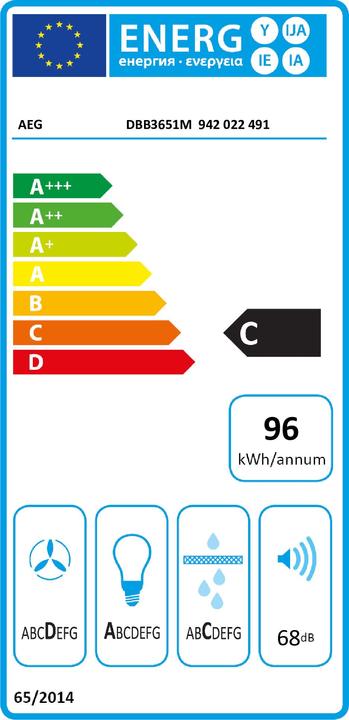 Energie-Label AEG DBB3651M Anhänger Edelstahl ³/h C (Wandhaube)
