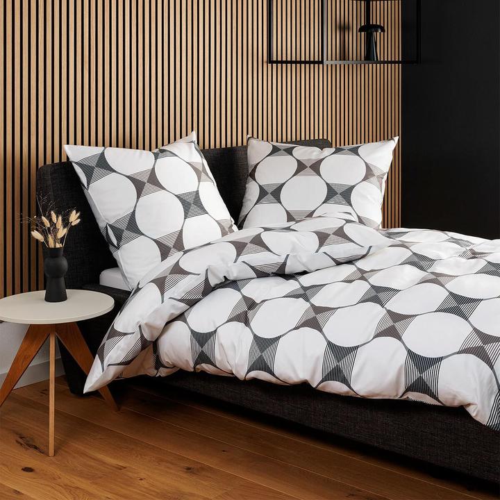 Produktbild Janine Mako-Satin Bettwäsche J.D. 87103 weiss grau schwarz (Bettwäsche Set, 160x210 cm + 65x100 cm)