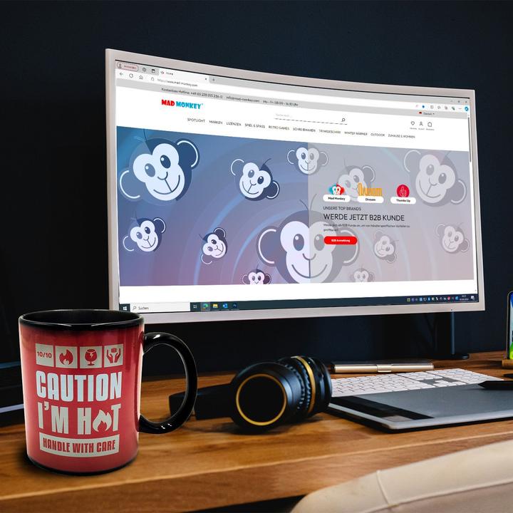 Produktbild Mad Monkey Tasse "Caution I am Hot" - mit Farbwechsel (300 ml, 1 x)