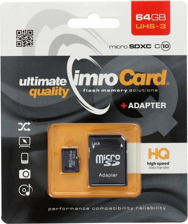 Actual product image IMRO MICROSD10/64GB UHS-3 ADP (64 GB, microSDXC, U3, UHS-III)
