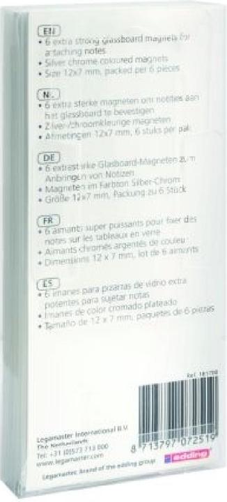 Valeurs nutritives et ingrédients Legamaster Aimants de maintien pour le carton de verre (6 x)