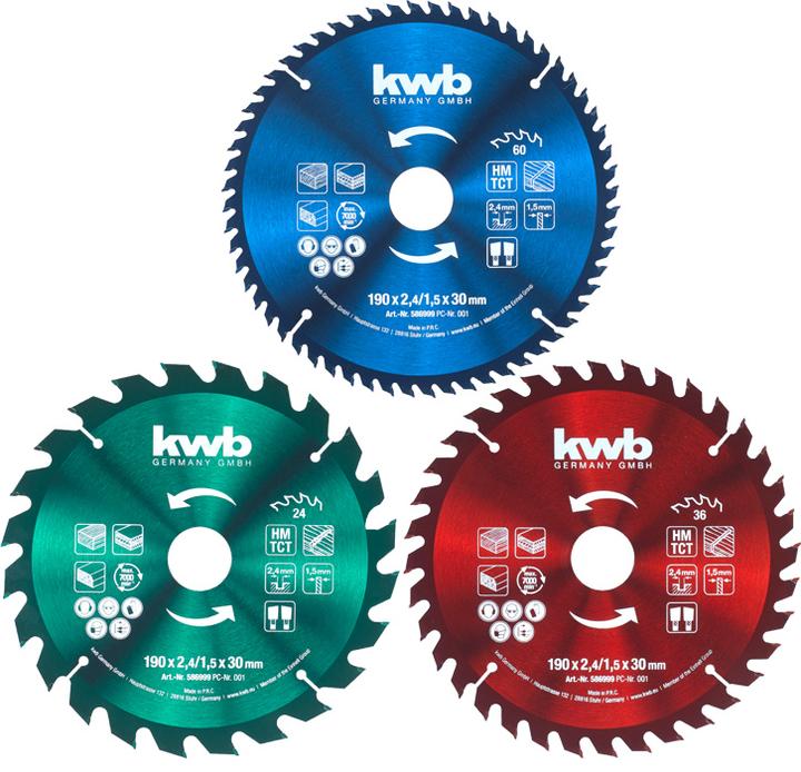 kwb 586995 Jeu de lames de scie circulaire 190 x 30 mm 1 pc.