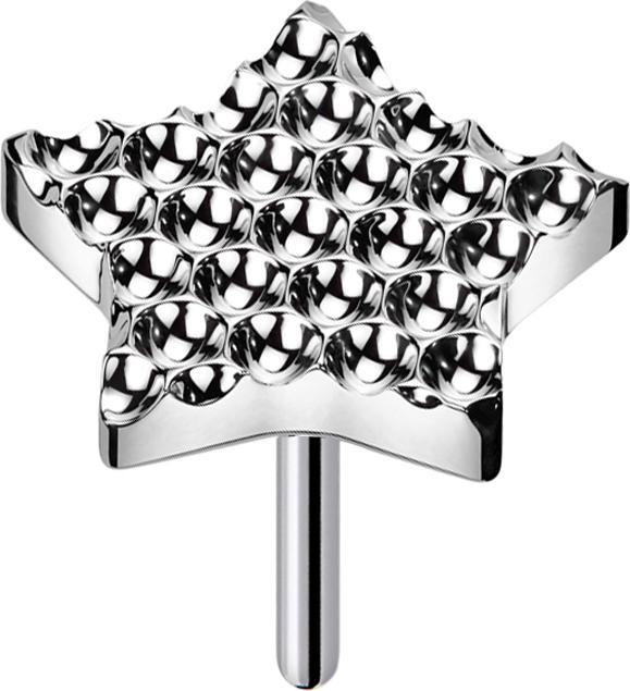 Star Piercing Threadless gepunkteter Diamantschliff Stern silber (ohne Messing, Titan G23)
