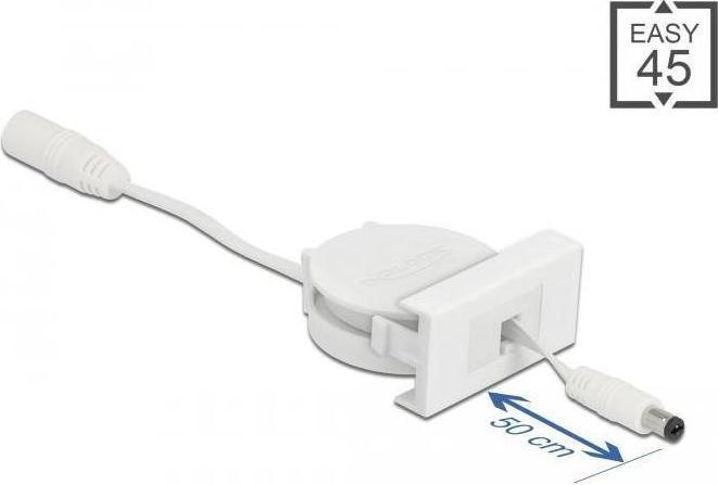 Actual product image Delock Easy 45 Module Power Unwind Cable DC 5.5 x 2.1 mm Female / Male White (0.62 m)