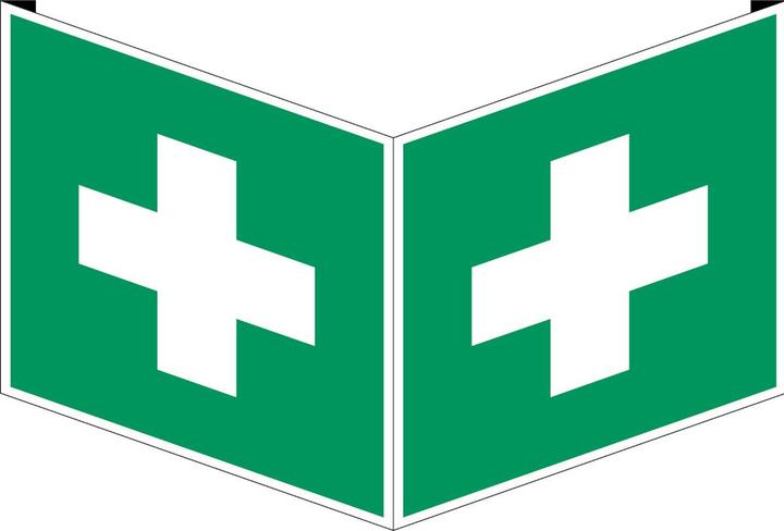 Produktbild Brady B-455, Fahnen- und Winkelschilder - Erste Hilfe, Polyvinylchlorid (PVC), Weiss auf Grün, 318