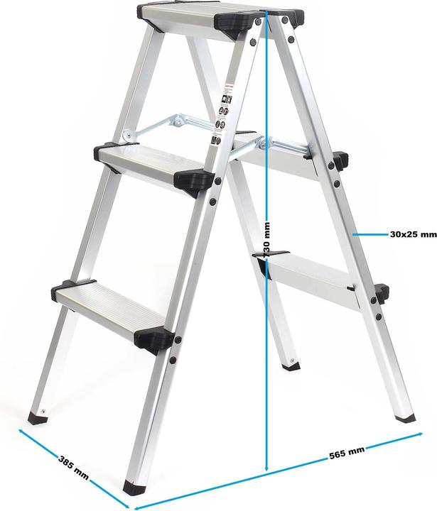 Produktbild Wiltec Klappleiter Aluminium 150kg Klapptritt Trittleiter Stehleiter Aluleiter (Klapptritt, 56.50 cm)