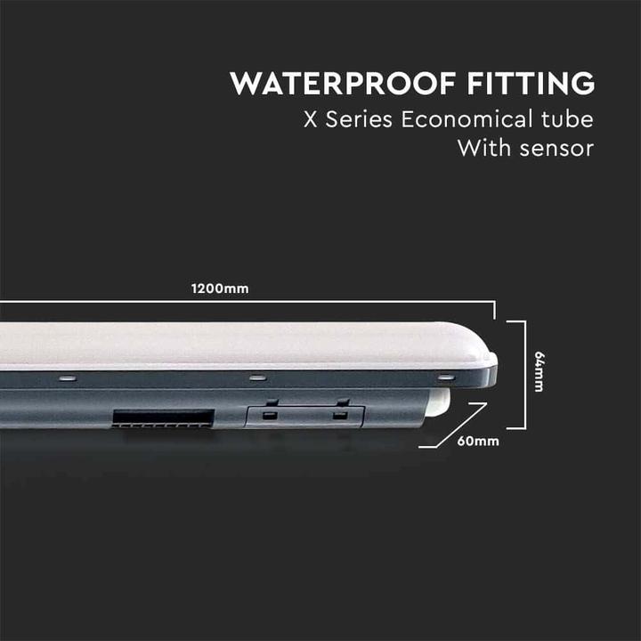 Actual product image V-TAC LED moisture-proof light VT-1253S, EEK: E, 36 W, 4320 lm, 4000 K, 1200 mm, with sensor (4320 lm)