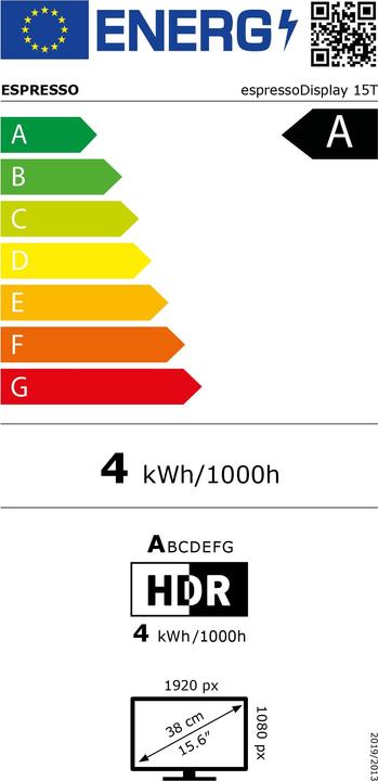 Energie-Label Espresso Displays 15T portabler Touchscreen inkl. Standfuss (1920 x 1080 Pixel, 15.60")