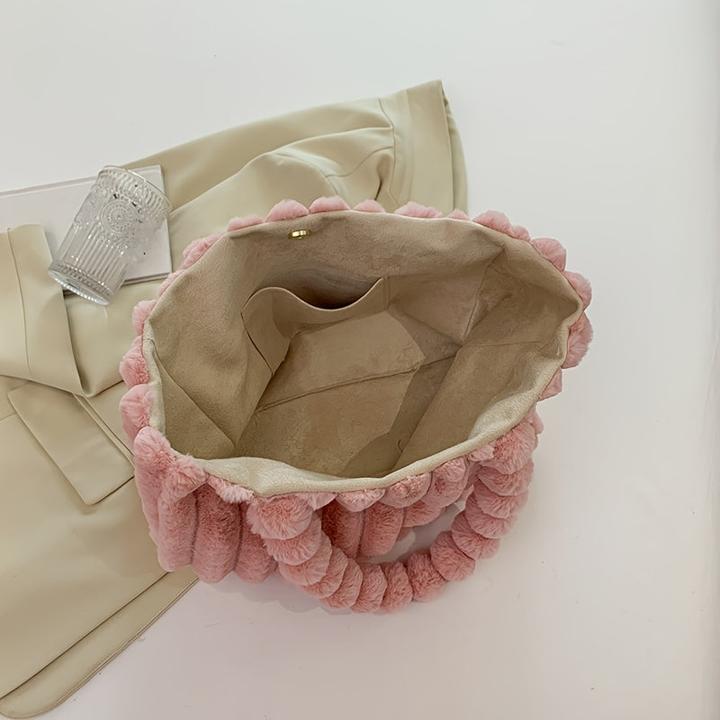Immagine prodotto Only-Bags.Store Borsa tote in felpa, borsa a tracolla leggera e capiente, borsa versatile in tinta unita per i
