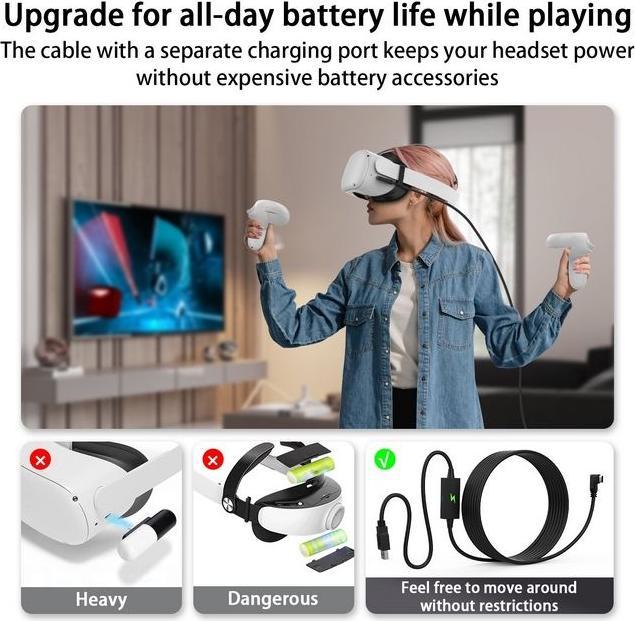 Actual product image MU Classic VR Link Kabel mit USB Typ-C Ladeanschluss Meta Quest 3/3S Series