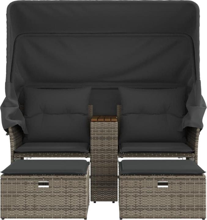 Produktbild VidaXL Gartensofa 2-Sitzer mit Dach und Hockern
