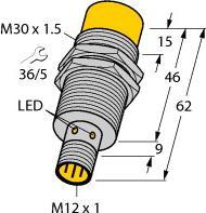 Image du produit Turck M30 Inductive Sensor 15mm, Namur, M12 (Capteur)