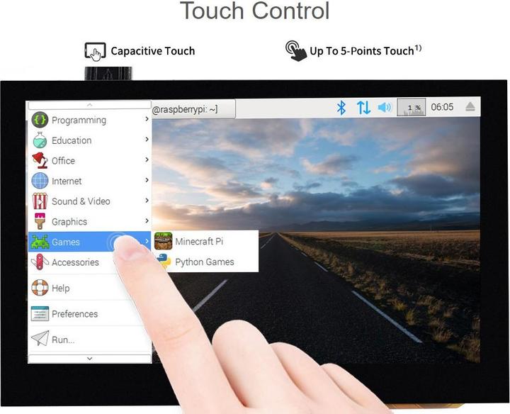 Actual product image WaveShare 4.3inch Capacitive Touch Display for Raspberry Pi DSI Interface 800×480