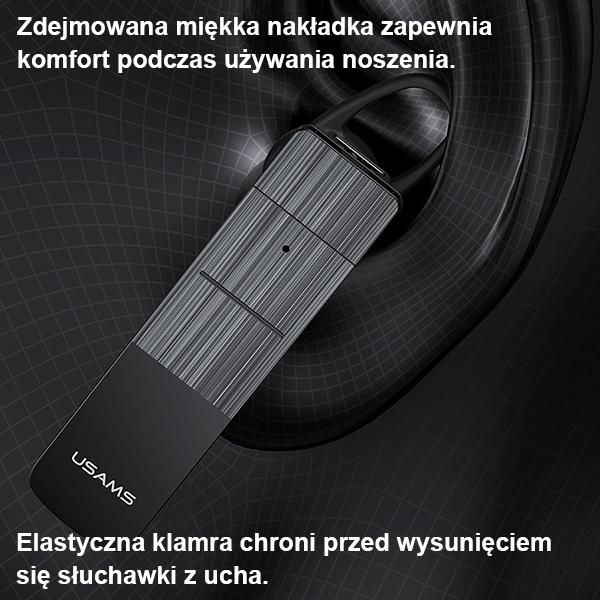 Actual product image Usams Sluchawka Bluetooth 5.0 BT2 czarnyblack BHUBT201 USAMS-BT2 (Wireless, USB-C)