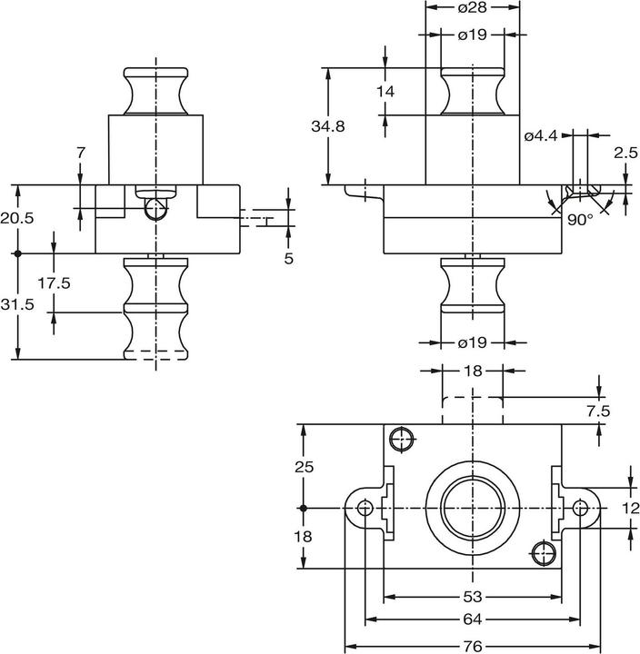 Produktbild Junie Push-Lock Riegel-Drehstangenschloss beidseitig, Kunststoff anthrazitgrau