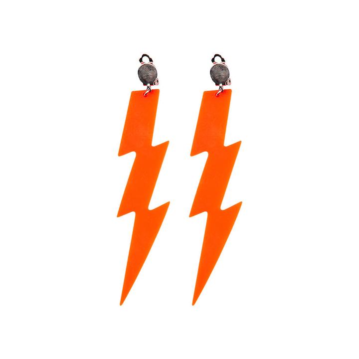 Wicked Costumes 80's Neon Ohrringe Blitz in Neon Orange
