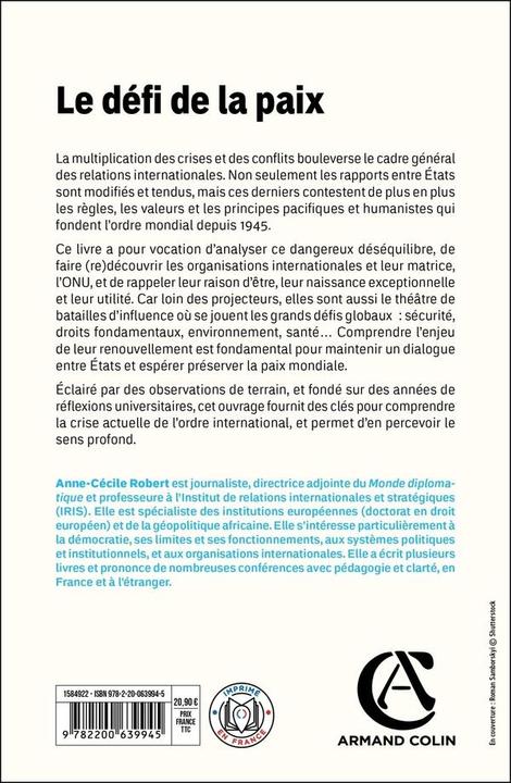 Image du produit Le défi de la paix : remodeler les organisations internationales (Français, Robert Anne-Cécile, 2024)