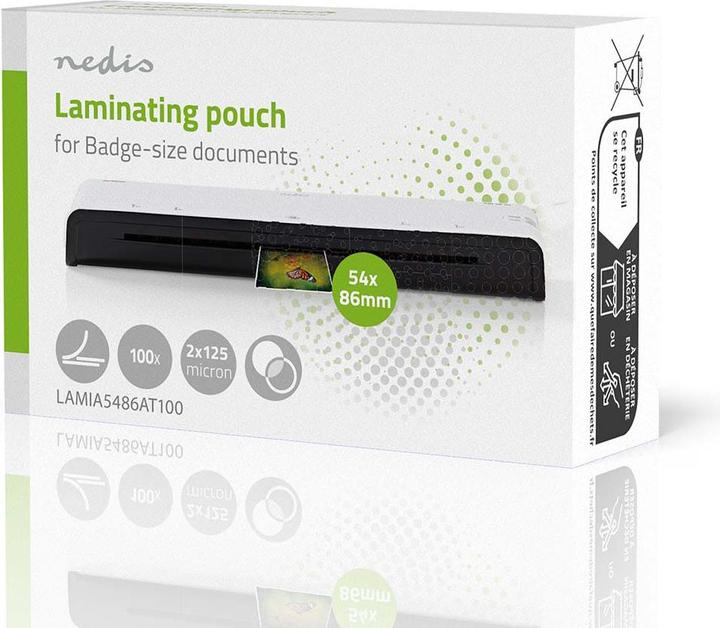 Image du produit Nedis Laminierfolie | 54x86mm | Dicke: 125 µm | verpackt zu: 100 Stück | PET | Transparent (100 pièce(s), 125 µm)