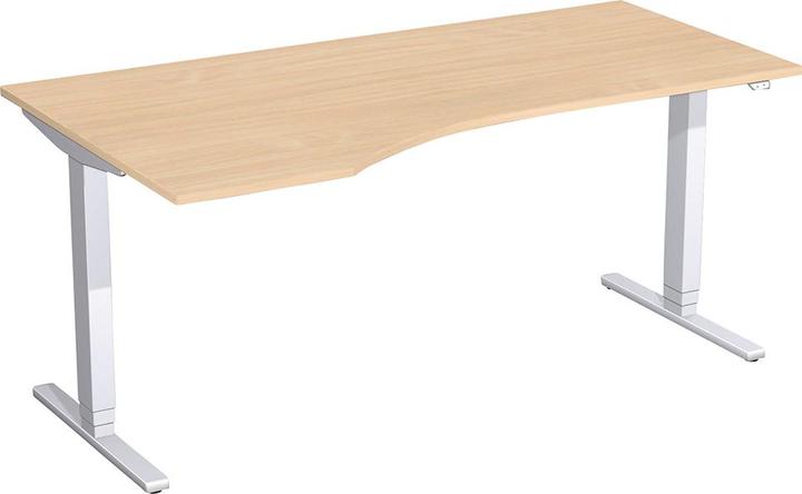 Geramöbel Elektro-Hubtisch 180x80-100x65-125cm links Buche/Silber