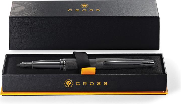 Actual product image Cross Fountain Pen ATX F Black brushed (Brushed black with milled diamond pattern, 1 x)