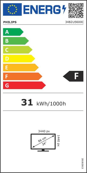 Etichetta energetica Philips 34B2U5600C/00 (3440 x 1440 pixel, 34")